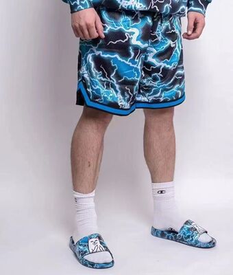 ripndip贱猫恶搞篮球刺绣经典标志 闪电迷彩网眼透气抽绳短裤