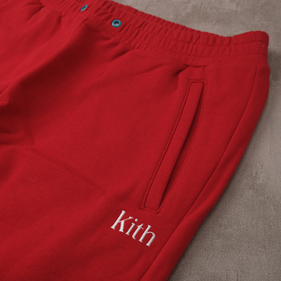kith联名可口可乐经典 红色刺绣字母标志打底运动瑜伽松紧腰休闲裤