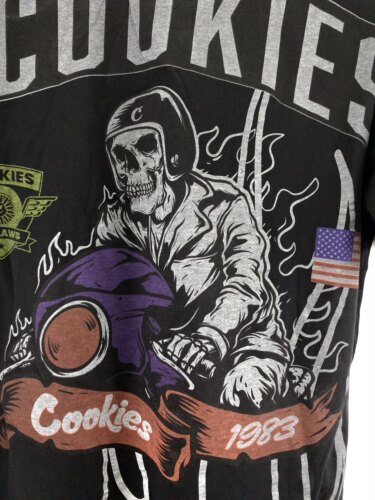S码cookies黑色摩托车骷髅头短袖T恤