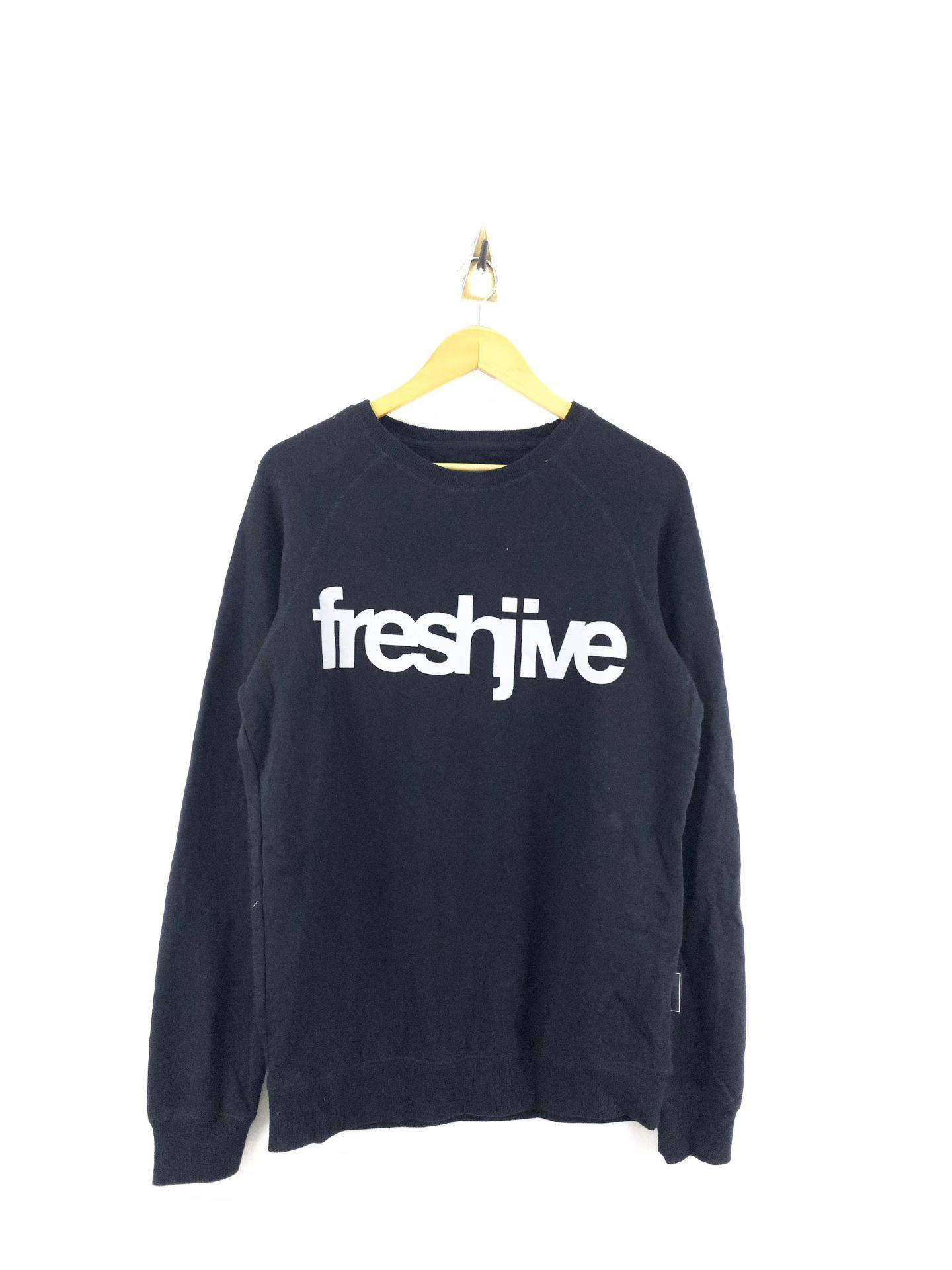 freshjive男款黑色经典英文标志拉毛绒套头卫衣