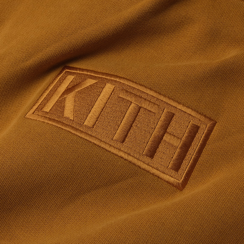 kith姜黄色经典bogo刺绣标志洗水套头连帽卫衣帽衫