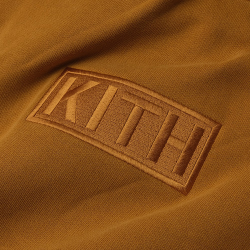 kith姜黄色经典bogo刺绣标志洗水套头连帽卫衣帽衫