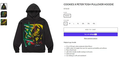 cookies 牙买加教父合作款男款重水洗帽衫卫衣