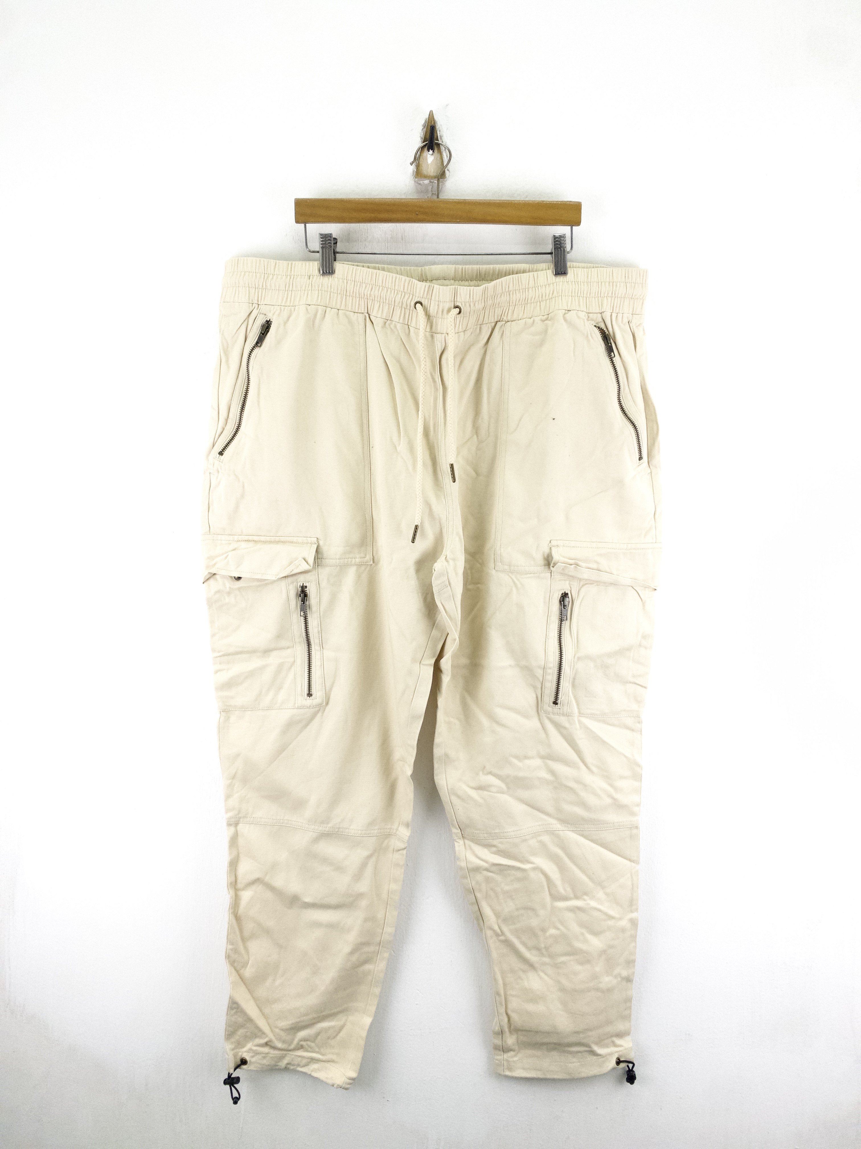 大码 肥佬裤 cookies 卡其色多口袋水洗棉 卫裤