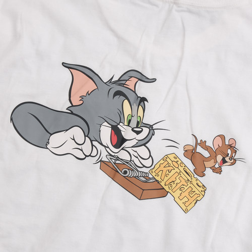 kith限定tom jerry联名经典宽松白色圆领打底长袖T恤