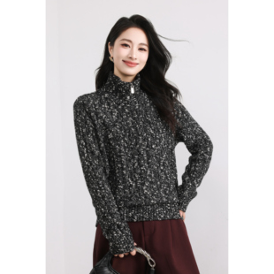 【张大方】邓肯大肚纱-半拉链花式纱半拉链羊毛衫F5910