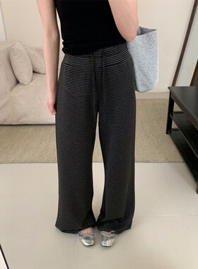 韩系慵懒风条纹遛弯果冻裤女2026春季新款时髦百搭垂感显瘦直筒裤