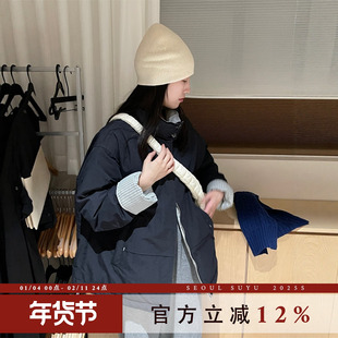 韩系休闲风工装立领羽绒服女2025冬季新款潮流百搭短款风衣外套