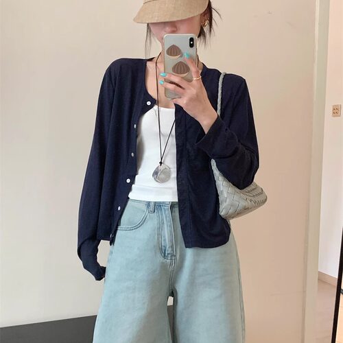 韩版天丝棉长袖防晒衬衫女