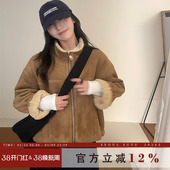 加厚保暖小个子上衣 新款 韩版 复古百搭皮毛一体毛绒外套女2026春季