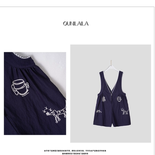 歐尼家東大門韓系刺繡背帶褲 減齡顯白穿搭BDQ8284N