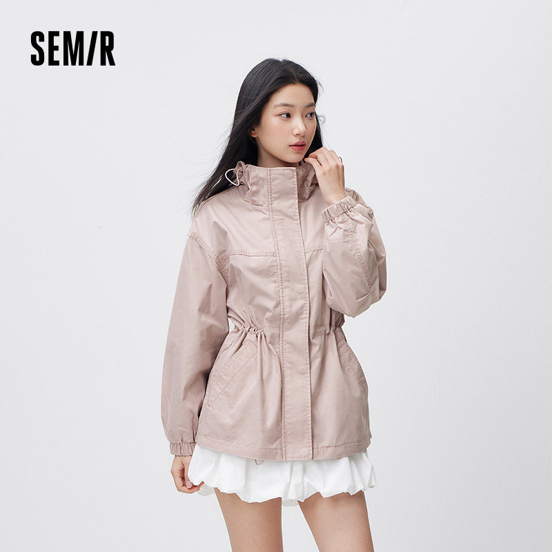 森马牛仔外套女春季中长款宽松做旧连帽落肩收腰夹克女生复古衣服,女装/女士精品,短外套,淘宝优惠券,粉丝福利购,淘宝优惠卷