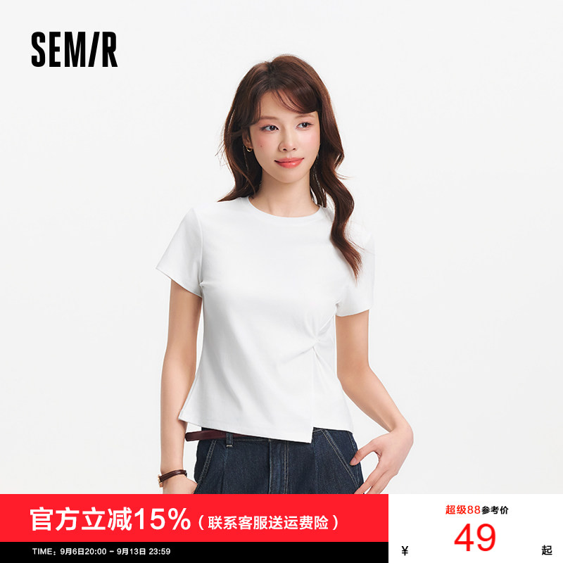 森马设计感扭结短款短袖T恤女图片