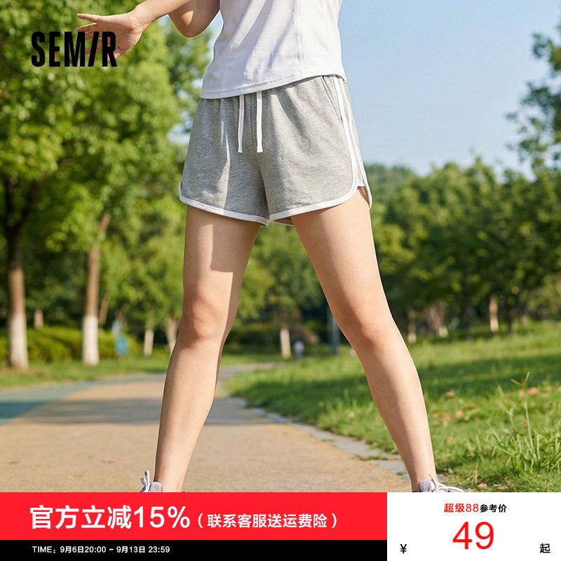 森马宽松睡裤纯棉复古家居短裤女										