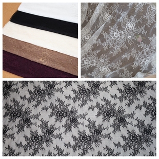 饰辅料 DIY裙子头纱婚纱装 宽1.5米剪线弹力蕾丝花边服装 缝纫面料