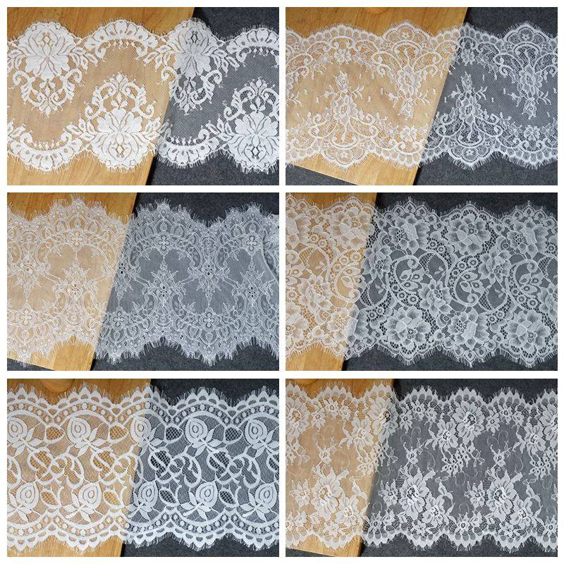 出口优质网纱双边睫毛蕾丝花边面料 DIY头纱衣服裙边加长拼接辅料