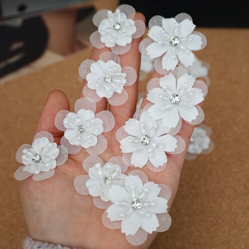 立体手工钉珠花朵服装装饰材料