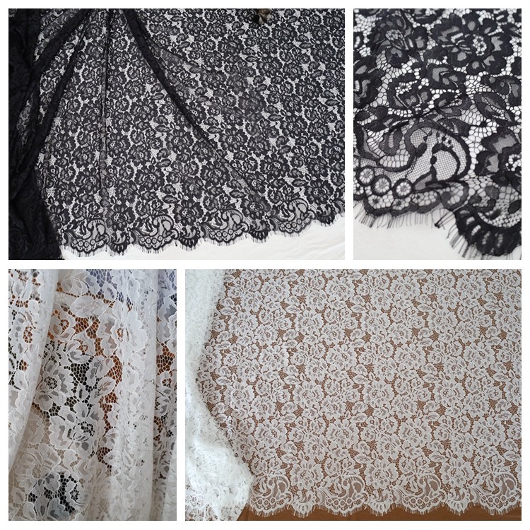 长3米 宽1.5米高档镂空花朵锦纶睫毛蕾丝面料DIY婚纱礼服裙子辅料
