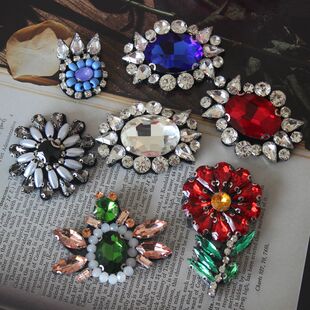 重工出口服装装饰水钻手工钉珠布贴补丁包帽胸针毛衣外套手缝材料