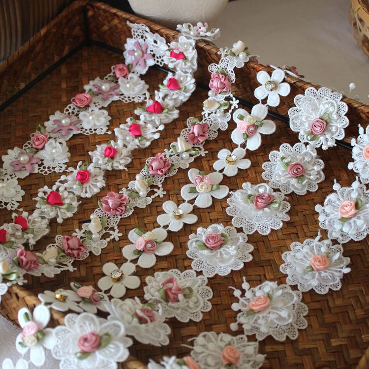 重工立体花朵钉珠花蕾DIY肩带