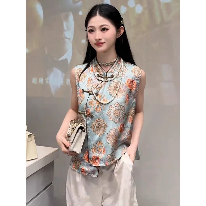 夏季国风新中式复古无袖背心女