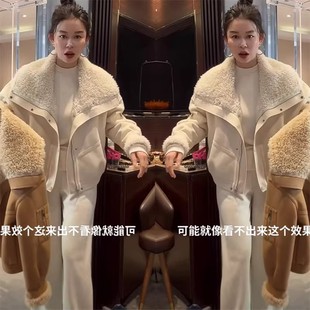 秋冬网红新款 高端洋气时髦炸街皮毛一体百搭女士外套 显气质瘦时尚