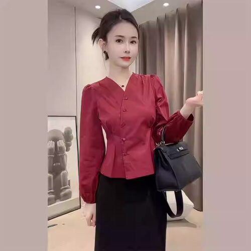 衬衫女设计感小众不规则长袖上衣