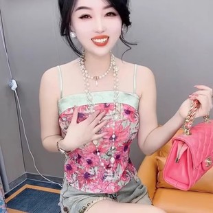 女神范印花显瘦肚兜内搭 吊带背心女2026春夏新款 高端网红爆款 时尚