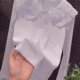 欧货2025秋季 女 T恤打底衫 新款 设计感显瘦白色花边娃娃领蕾丝长袖