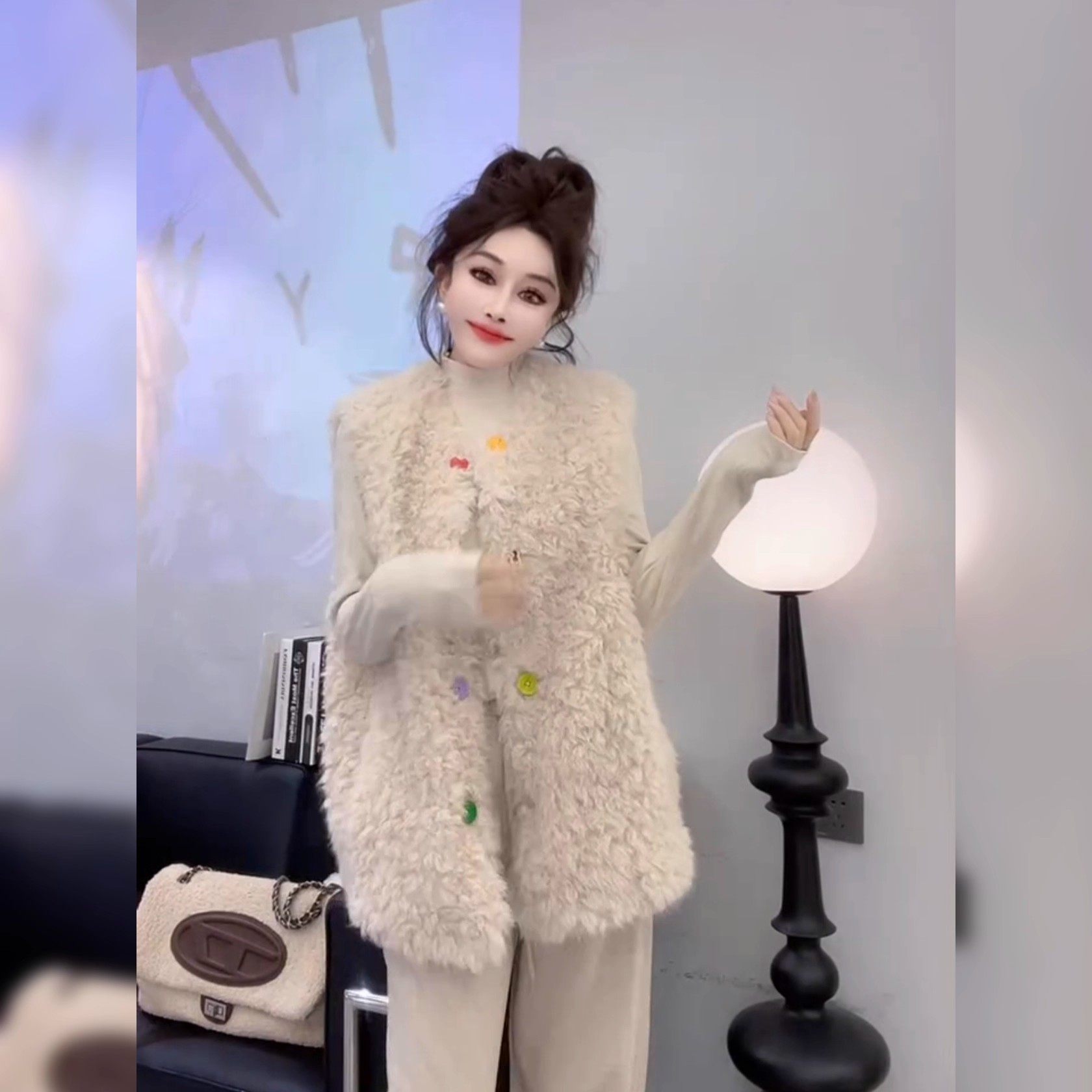 欧货高级感小香风羔毛马甲女2025秋冬减龄一体外穿坎肩马夹外套,女装/女士精品,马夹,淘宝优惠券,粉丝福利购,淘宝优惠卷