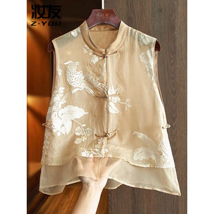 超火独特别致薄款 2026新款 刺绣马甲高级感马夹上衣 国风女装 新中式