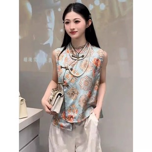 气质宽松坎肩马甲上衣女装 国风新中式 新款 背心女2026夏季 复古无袖