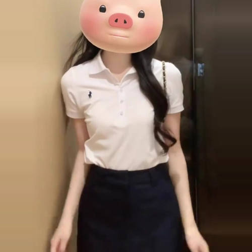 欧货简约小马刺绣POLO短袖衬衫女夏季新款气质感小众百搭显瘦上衣