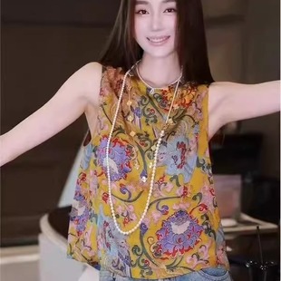 真丝香云纱女圆领无袖 深圳南油2025夏新中式 双穿背心上衣 现 跑量