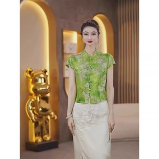 百搭新中式 时尚 国风显瘦斜襟气质提花盘扣上衣女 新款 2026夏季