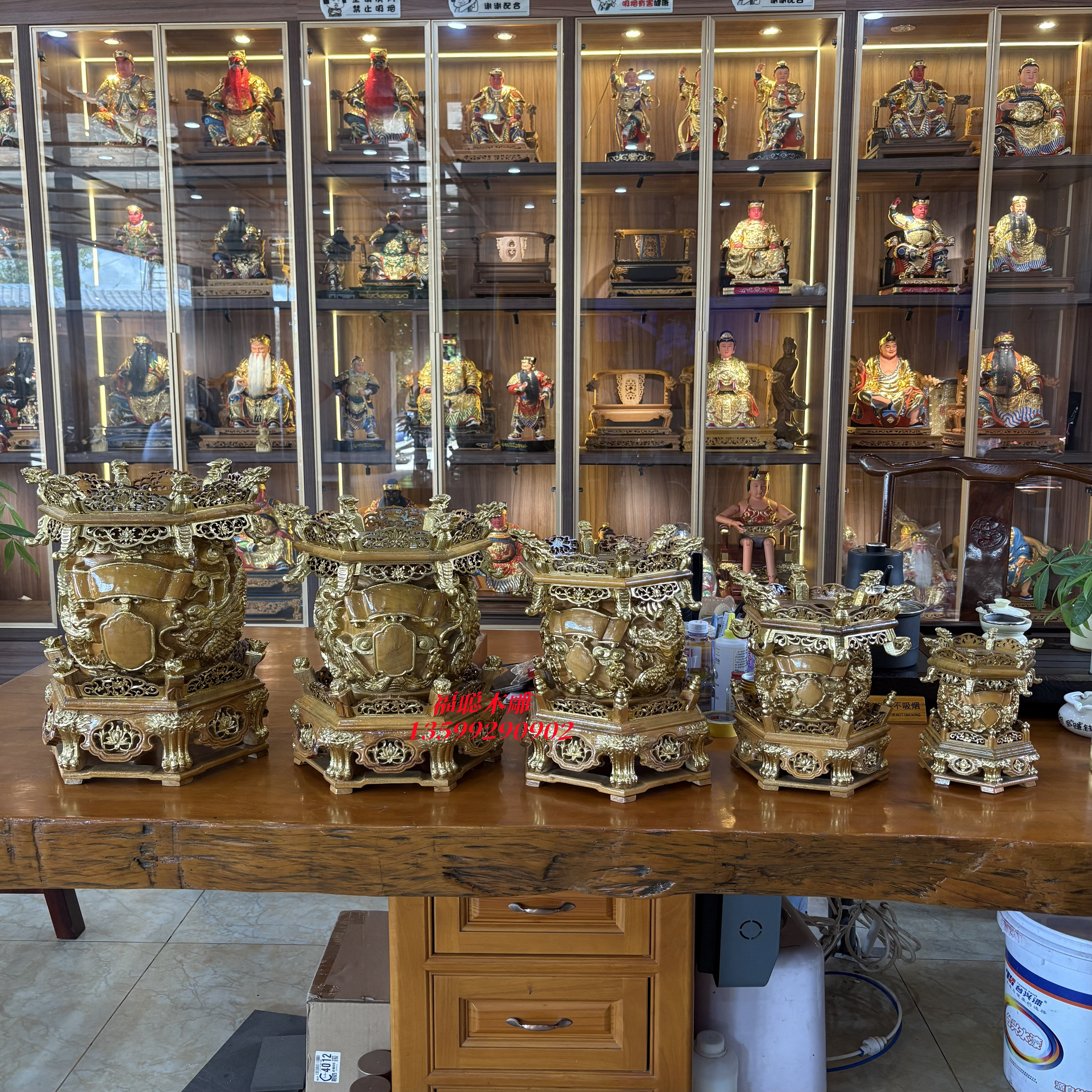 功名灯拜斗灯功德灯大红神灯木雕朝真礼斗吉利拜斗斗灯二度贴金