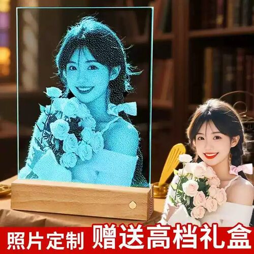 锤子玻璃画定制手工敲击真人照片非遗作品情侣生日礼物送朋友同事