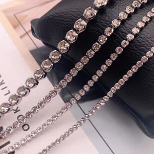 防氧化保色新元爪钻链条超A玻璃水钻爪链加密包边防勾DIY饰品装饰