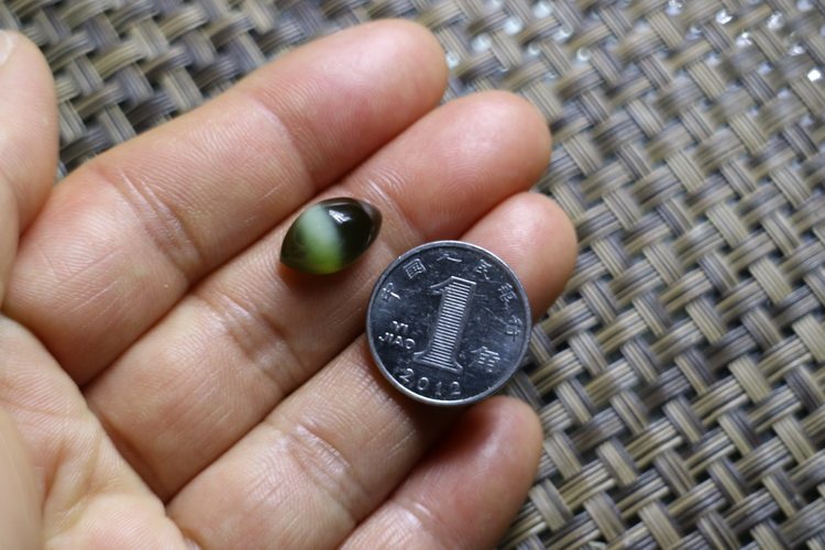 和田玉碧玉罕见冰底咖菲猫一线天超闪亮猫眼戒面镶嵌戒指超级美丽