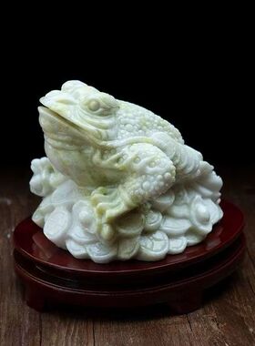 天然玉石金蟾招财摆件蟾蜍三足金蝉客厅办公室装饰品开店开业礼物