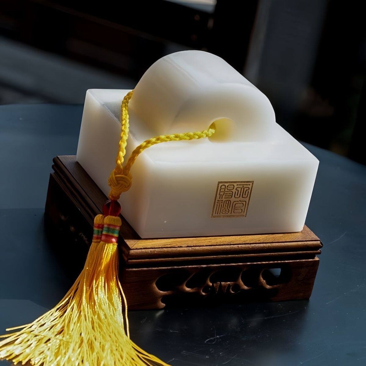 天然汉白玉石天官赐福名字方形书法绘画印章定刻私人小摆件中国风 - 实物图