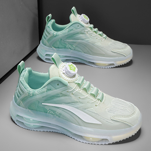 大童男鞋秋冬透气网面加绒青少年运动鞋无鞋带旋转扣初中学生跑步