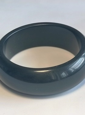 天然色彩黑泥石宽边手镯天然材质