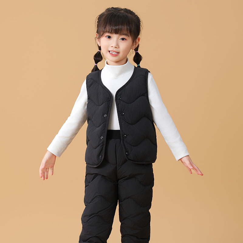 巴拉可儿女童羽绒马甲套装男童宝宝羽绒背心轻薄款羽绒服内胆内穿