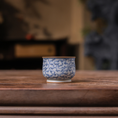 【朴云堂 祥云曲腹杯】手绘功夫茶具茶杯陶瓷个人品茗杯茶杯