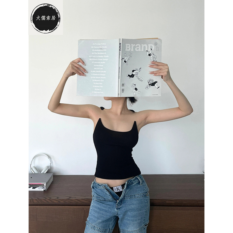 犬儒索居23夏季 隐形鱼线性感修身背心吊带 小众设计简约视觉错位