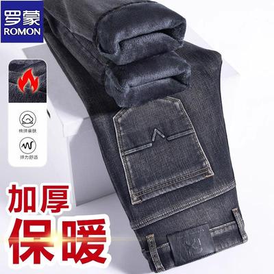 罗蒙加绒牛仔裤冬季新款男士保暖