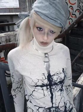 【AGD】WrongSolution“意识裂痕”原创 印花打底高领针织毛衫