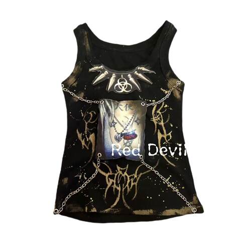【AGD】RedDevil亚文化remake朋克图腾链条手绘改造背心小众设计