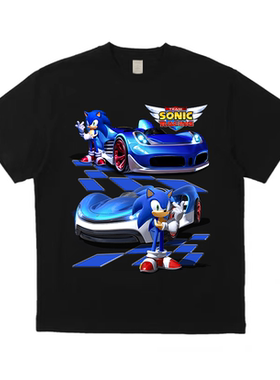 LeftOVEr原创索尼克竞速赛车服恶搞致敬亚文化小众短袖纯棉t恤男